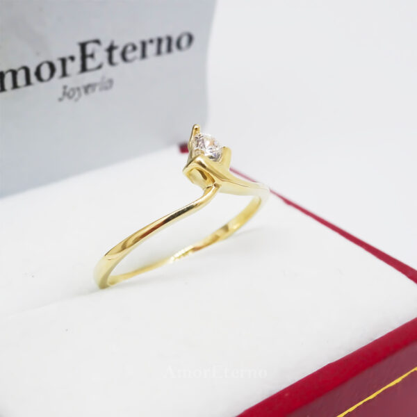 Amor Eterno - Solitario Corona Diana / Oro Sólido 10k - Imagen 4