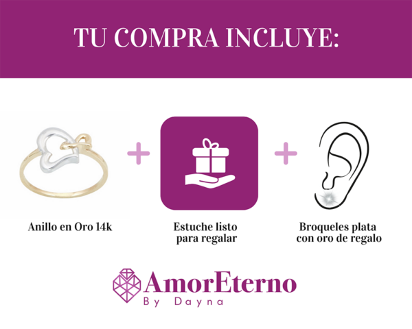 Amor Eterno - Anillo Corazones Unidos / Oro 14k Sólido - Imagen 9