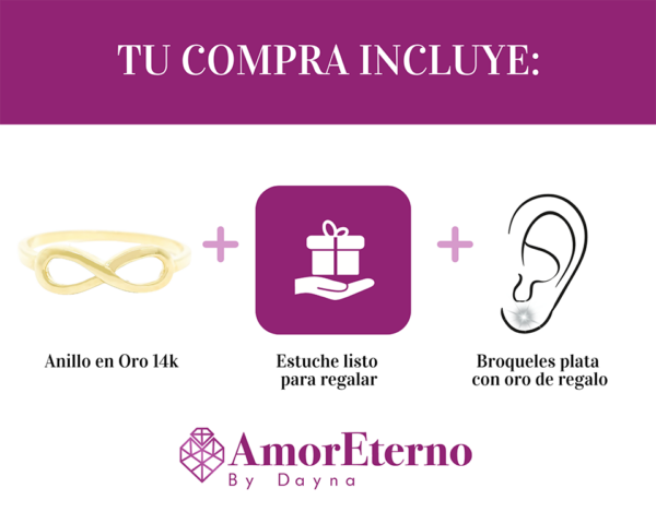 Amor Eterno - Anillo Infinito Chico / Oro 14k Sólido - Imagen 8