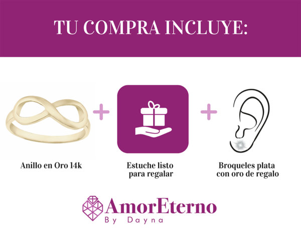 Amor Eterno - Anillo Infinito Grande / Oro Solido 14k - Imagen 9