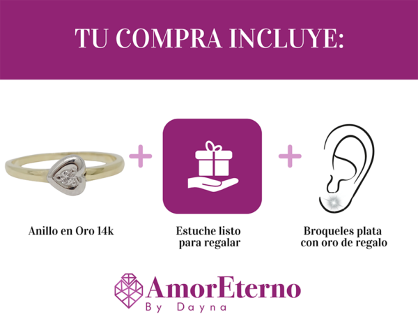 Amor Eterno - Anillo Corazón / Oro Sólido 14k - Imagen 8