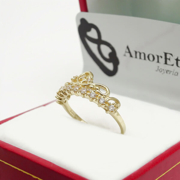 Amor Eterno - Anillo Corona Ingrid / Oro Solido 14k - Imagen 6