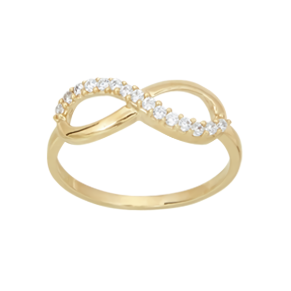 Amor Eterno - Anillo Infinito Con Diamantes / Oro Sólido 10k