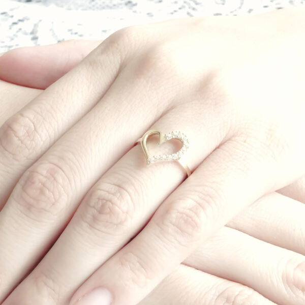 Amor Eterno - Anillo Corazón Espiga / Oro 10k Sólido - Imagen 7