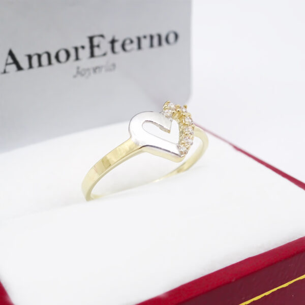 Amor Eterno - Anillo / Corazón Due Tono / Oro 10k - Imagen 4