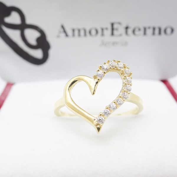 Amor Eterno - Anillo Corazón Espiga / Oro 10k Sólido - Imagen 5