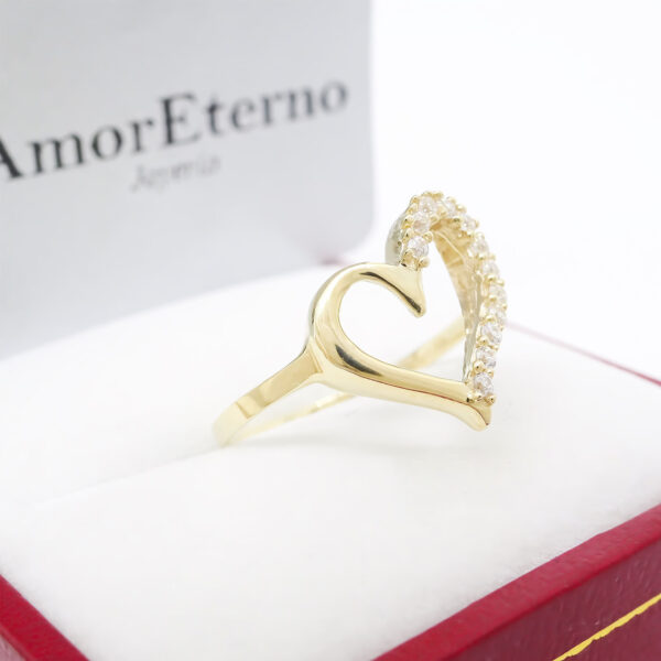 Amor Eterno - Anillo Corazón Espiga / Oro 10k Sólido - Imagen 4