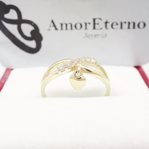 Amor Eterno - Anillo Corazón Colgante / Oro Sólido 10k - Imagen 5