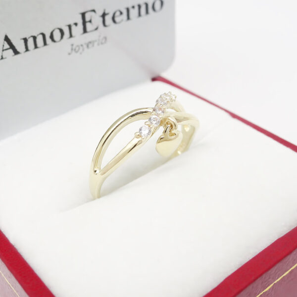 Amor Eterno - Anillo Corazón Colgante / Oro Sólido 10k - Imagen 4