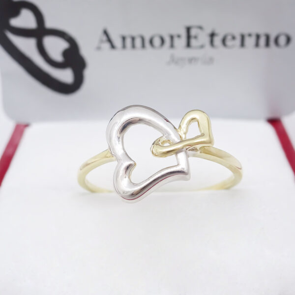 Amor Eterno - Anillo Corazones Unidos / Oro 10k Sólido - Imagen 5