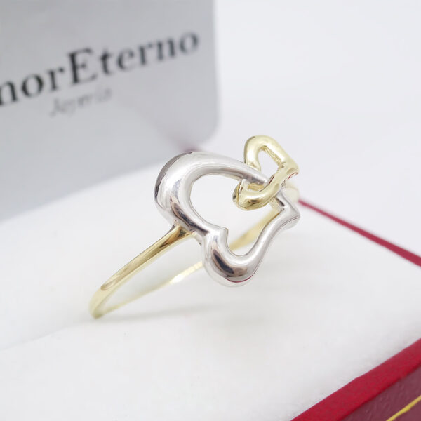 Amor Eterno - Anillo Corazones Unidos / Oro 10k Sólido - Imagen 4