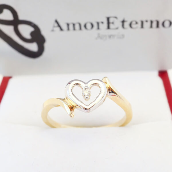 Amor Eterno - Anillo Corazón Diamante / Oro 10k Sólido - Imagen 5