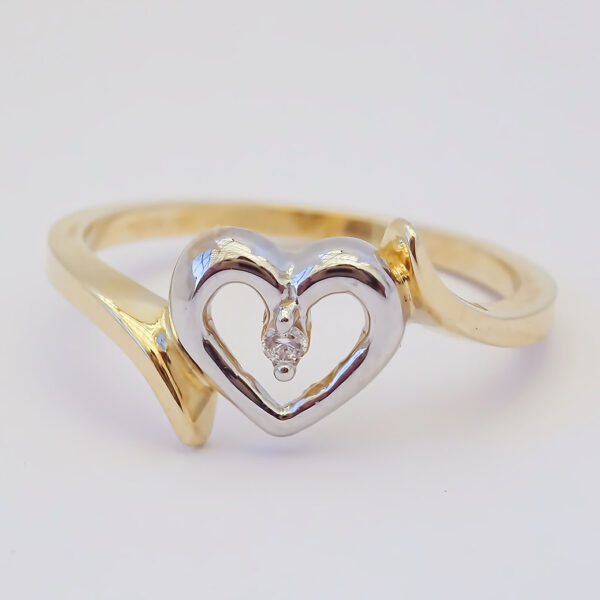 Amor Eterno - Anillo Corazón Diamante / Oro 10k Sólido - Imagen 3