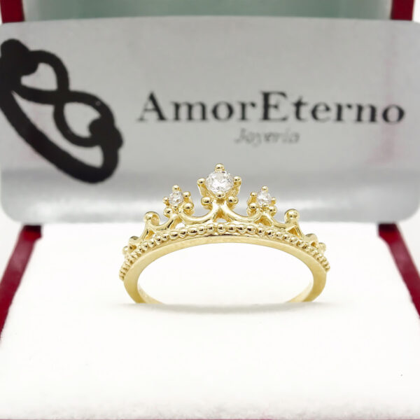 Amor Eterno - Anillo Corona Leslie / Oro Sólido 14k - Imagen 6