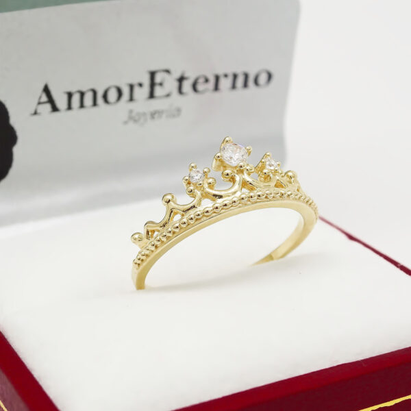 Amor Eterno - Anillo Corona Leslie / Oro Sólido 14k - Imagen 5