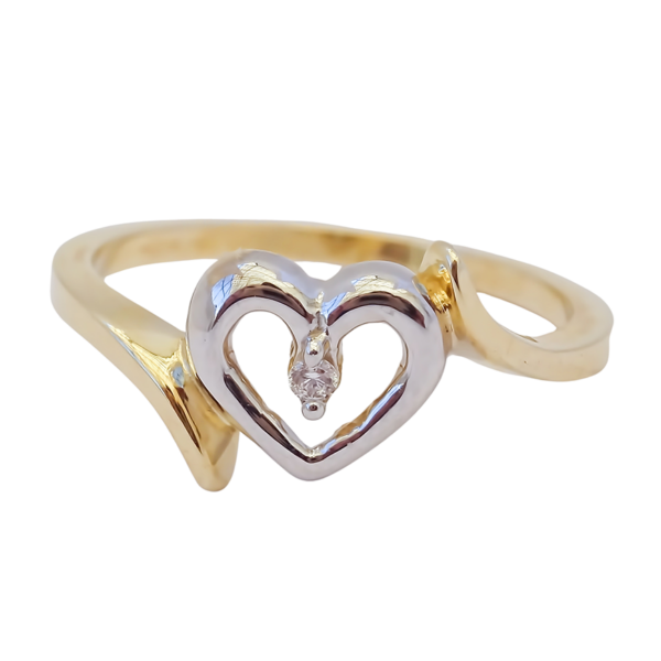 Amor Eterno - Anillo Corazón Diamante / Oro 10k Sólido