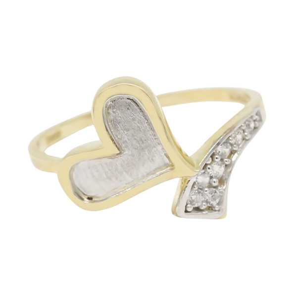 Amor Eterno - Anillo Corazón Ribbon / Oro Sólido 10k