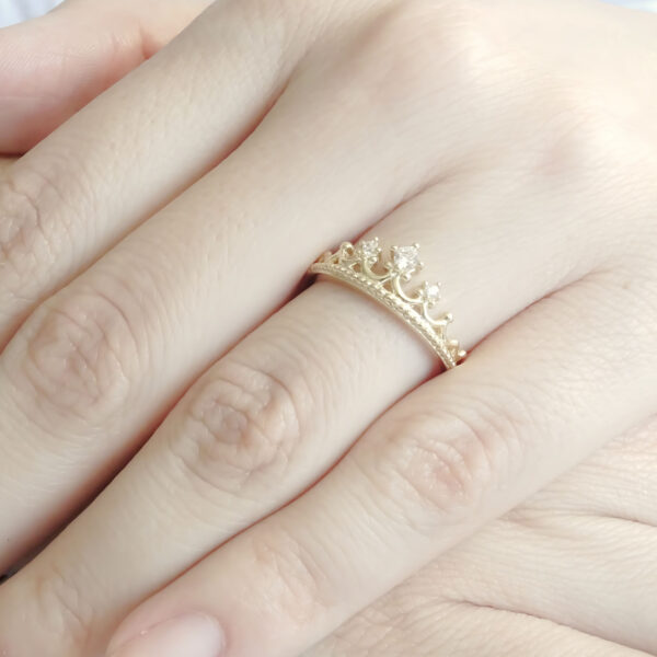 Amor Eterno - Anillo Corona Ingrid / Oro Solido 14k - Imagen 7