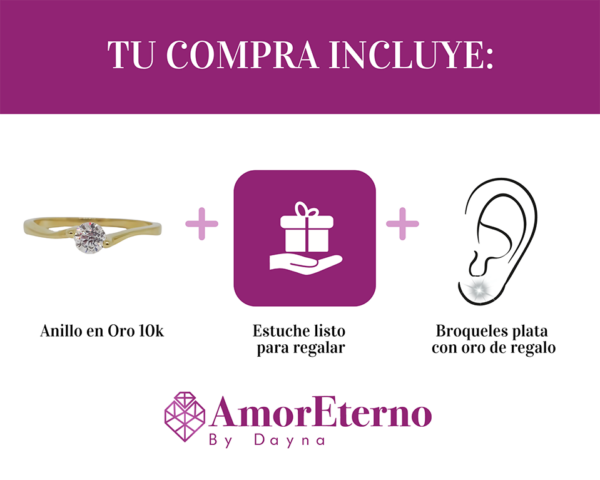 Amor Eterno - Anillo Ondulado / Oro Sólido 10k - Imagen 7