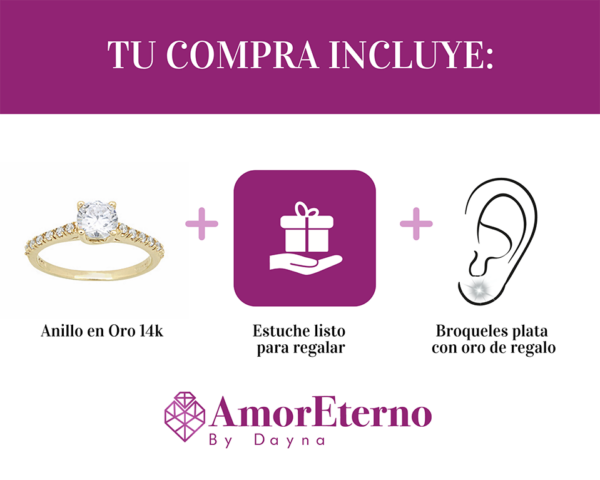 Amor Eterno - Anillo Round / Oro 14k Sólido - Imagen 7