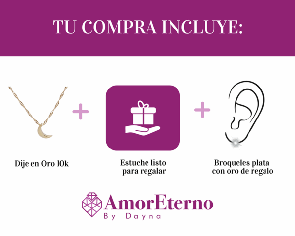 Amor Eterno - Dije Luna Basic / Oro Sólido 10k - Imagen 9