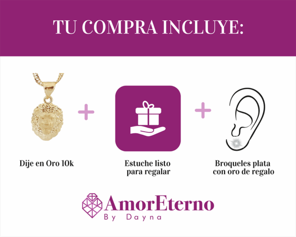 Amor Eterno - Dije León / Oro Sólido 10k - Imagen 9