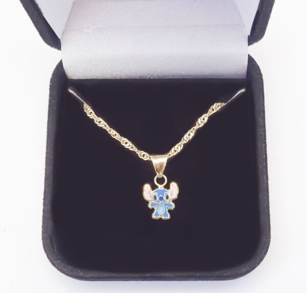 Amor Eterno - Dije Stich / Oro Sólido 10k + Cadena De Regalo - Imagen 6