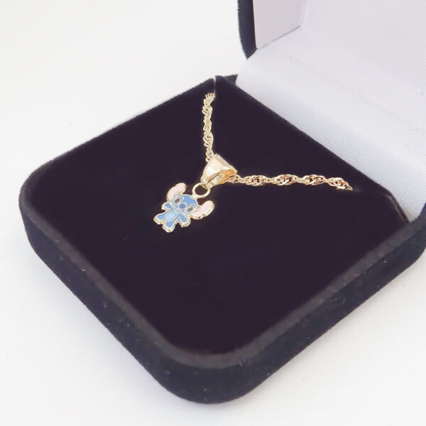 Amor Eterno - Dije Stich / Oro Sólido 10k + Cadena De Regalo - Imagen 7