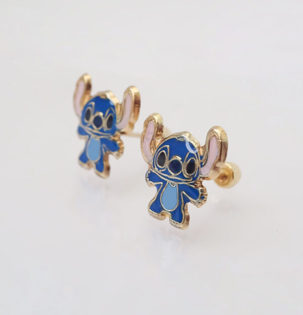 Amor Eterno - Broqueles Stich / Aretes Oro 10k - Imagen 7