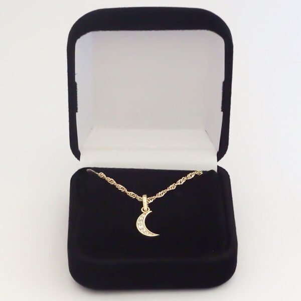 Amor Eterno - Dije Luna Brillante / Oro Sólido 10k - Imagen 6