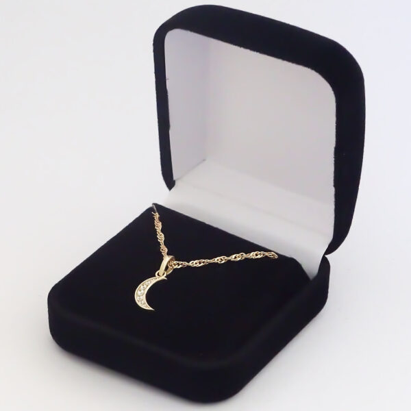 Amor Eterno - Dije Luna Brillante / Oro Sólido 10k - Imagen 7