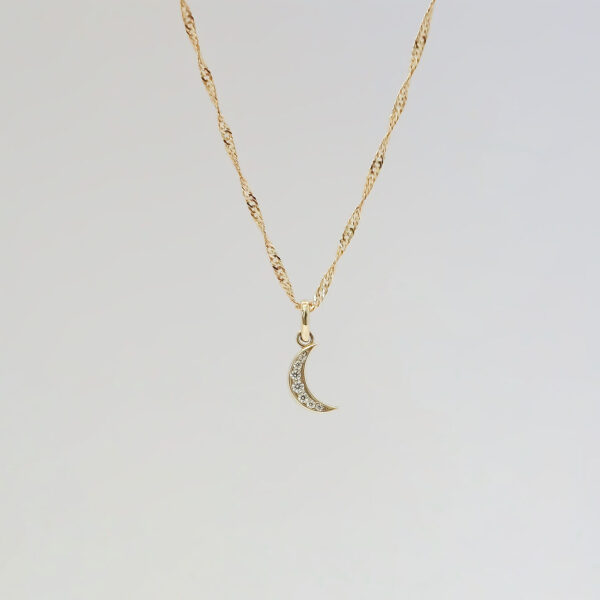 Amor Eterno - Dije Luna Brillante / Oro Sólido 10k - Imagen 4