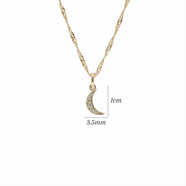 Amor Eterno - Dije Luna Brillante / Oro Sólido 10k - Imagen 2