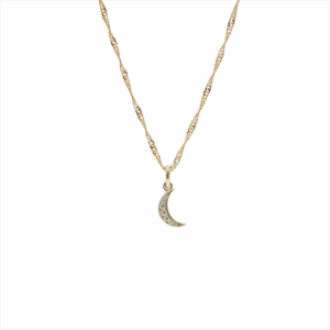 Amor Eterno - Dije Luna Brillante / Oro Sólido 10k