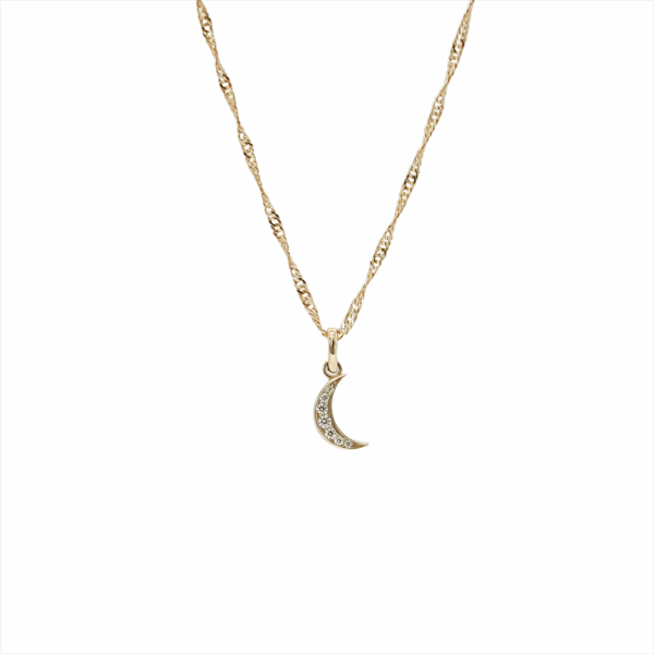 Amor Eterno - Dije Luna Brillante / Oro Sólido 10k