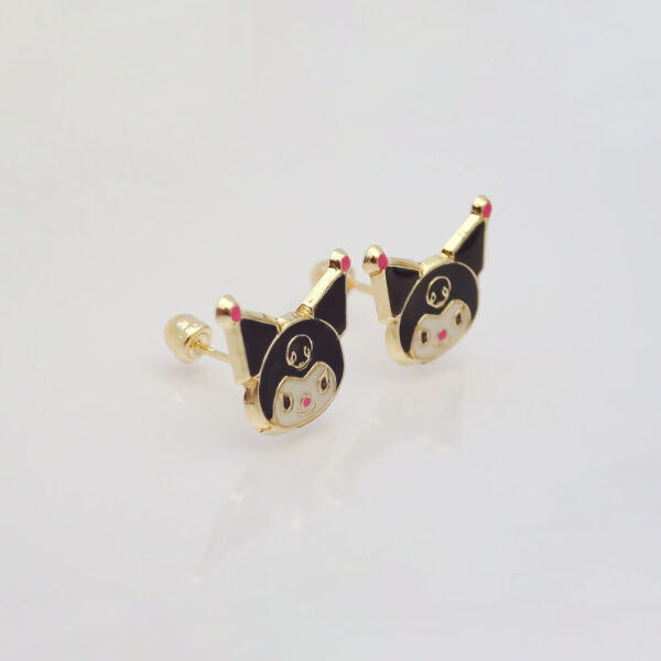 Amor Eterno - Broqueles / Kuromi Carita / Aretes Oro 10k - Imagen 5