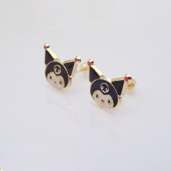 Amor Eterno - Broqueles / Kuromi Carita / Aretes Oro 10k - Imagen 7