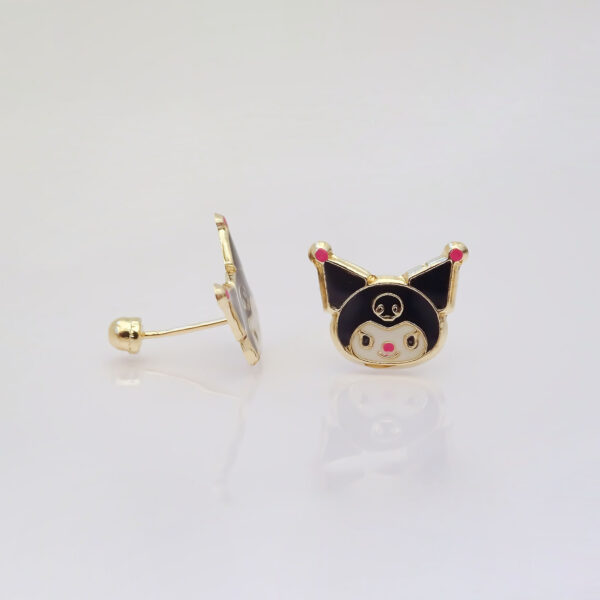 Amor Eterno - Broqueles / Kuromi Carita / Aretes Oro 10k - Imagen 6