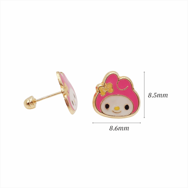 Amor Eterno - Broqueles / My Melody Carita / Aretes Oro 10k - Imagen 2