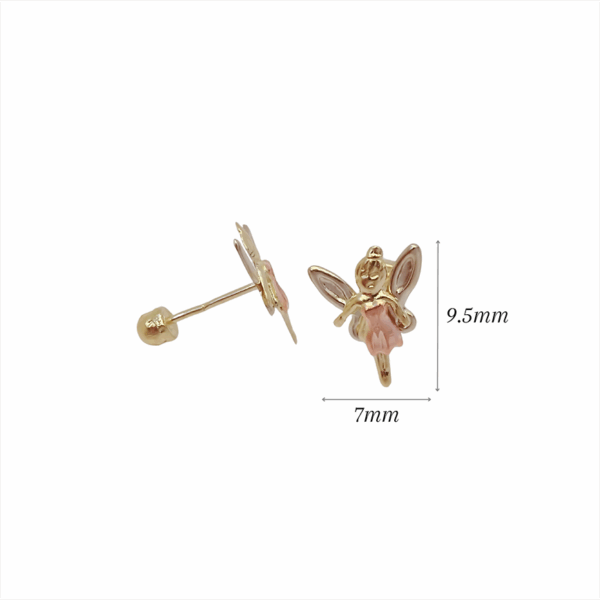 Amor Eterno - Broqueles Hada / Aretes Oro Sólido 10k - Imagen 2